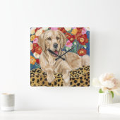 Golden Boy Retriever Quadratische Wanduhr (Zuhause)
