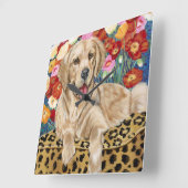 Golden Boy Retriever Quadratische Wanduhr (Winkel)