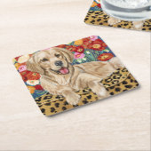 Golden Boy Retriever Rechteckiger Pappuntersetzer (angewinkelt)