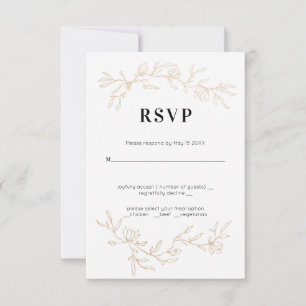 Golden Branches Hochzeit RSVP Karte