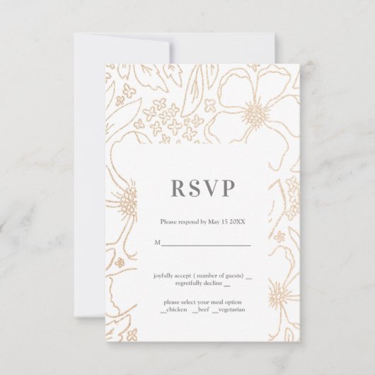 Golden Branches White Wedding RSVP Card Karte (Vorderseite)