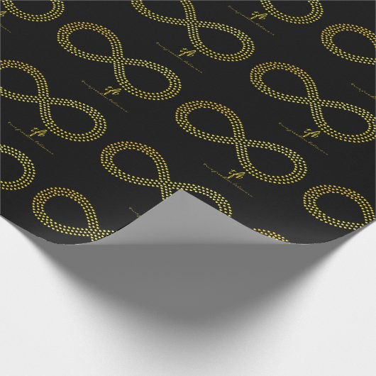 Golden Brass Infinity Hearts Geschenkpapier (Ecke)