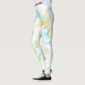 Golden Breeze Abstrakte Leggings - Aqua & Mustard (Links)