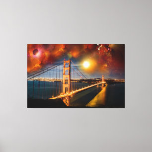 Golden Bridge Fantasy Landschaft Leinwanddruck
