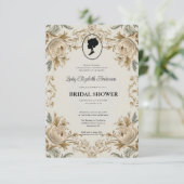 Golden Bridgerton Brautparty Invit Einladung (Stehend Vorderseite)