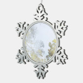 Golden Broadleaf Glow Schneeflocken Zinn-Ornament (Rechts)