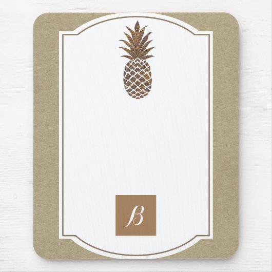Golden Bronze Ananas Kraft Elegantes Tropisches Am Mousepad (Vorne)