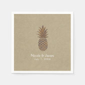 Golden Bronze Ananas Kraft Natural Tropical Serviette (Vorderseite)