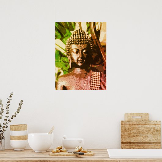 Golden Bronze Buddha Meditation Art Poster – Zen (Küche)