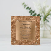 Golden Bronze Diamond Gestütetes Foil 21. Geburtst Einladung (Stehend Vorderseite)