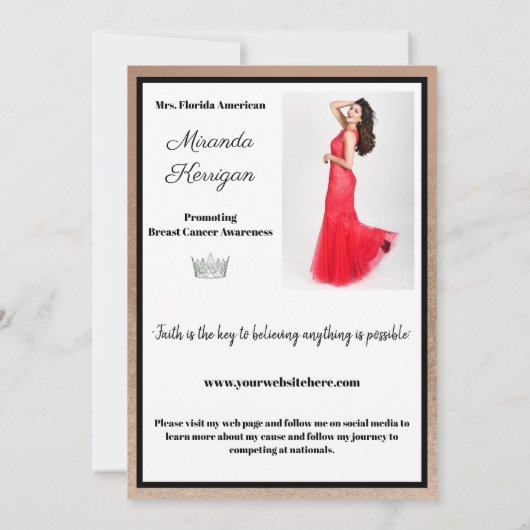 Golden Bronze Pageant AutoGraph Cards Einladung (Rückseite)