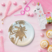 Golden Bronze Palms Beach Ombre Palmen Chic Pappteller (Party)