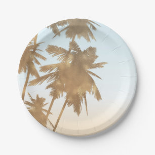 Golden Bronze Palms Beach Ombre Palmen Chic Pappteller