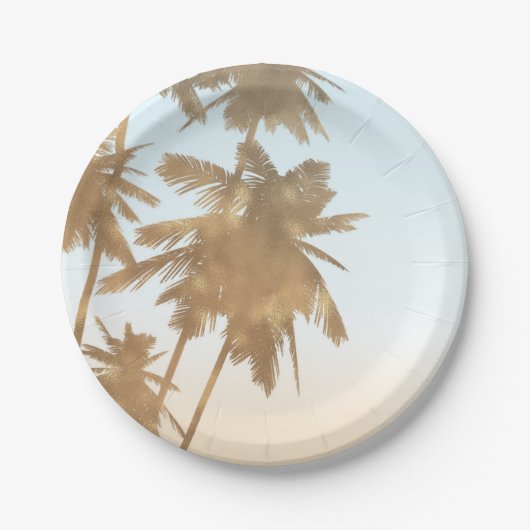 Golden Bronze Palms Beach Ombre Palmen Chic Pappteller (Vorderseite)