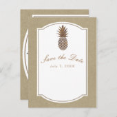 Golden Bronze Pineappel Kraft Save the Date Ankündigungspostkarte (Vorne/Hinten)