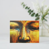 Golden Bronze Statue des Buddhas Gesicht Postkarte (Stehend Vorderseite)