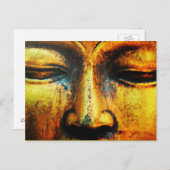 Golden Bronze Statue des Buddhas Gesicht Postkarte (Vorne/Hinten)