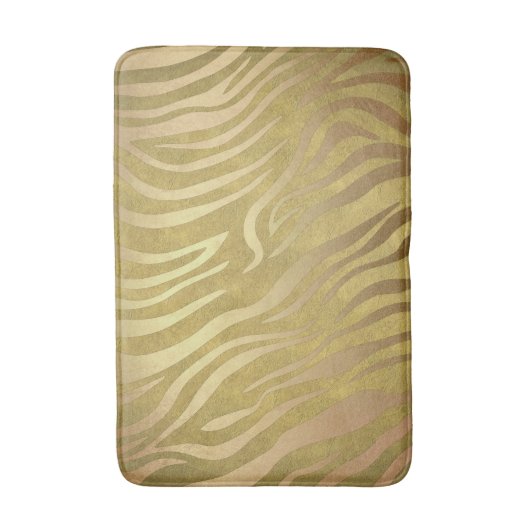 Golden Bronze Zebra Print Jungle Safari Glam Badematte (Vorderseite Vertikal)