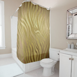 Golden Bronze Zebra Print Jungle Safari Glam Duschvorhang