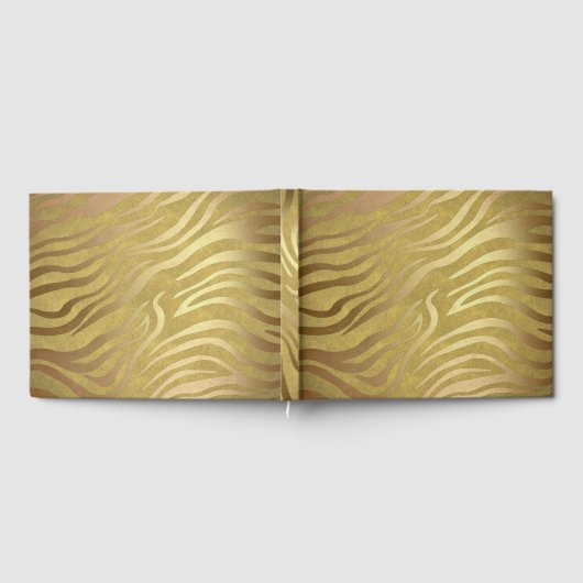 Golden Bronze Zebra Print Jungle Safari Glam Gästebuch (Voll)