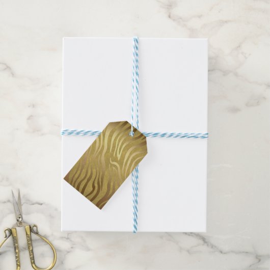 Golden Bronze Zebra Print Jungle Safari Glam Geschenkanhänger (Mit Garn)