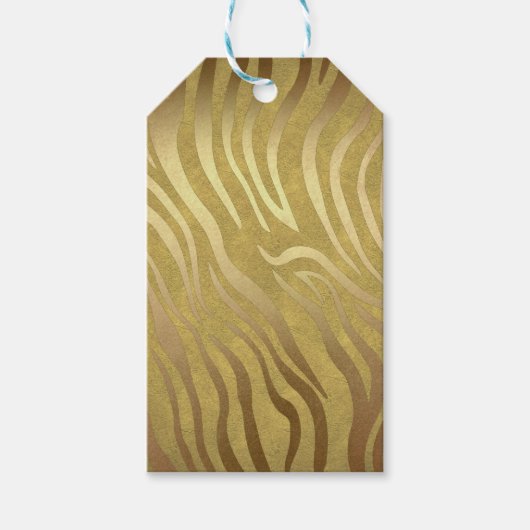 Golden Bronze Zebra Print Jungle Safari Glam Geschenkanhänger (Vorderseite)