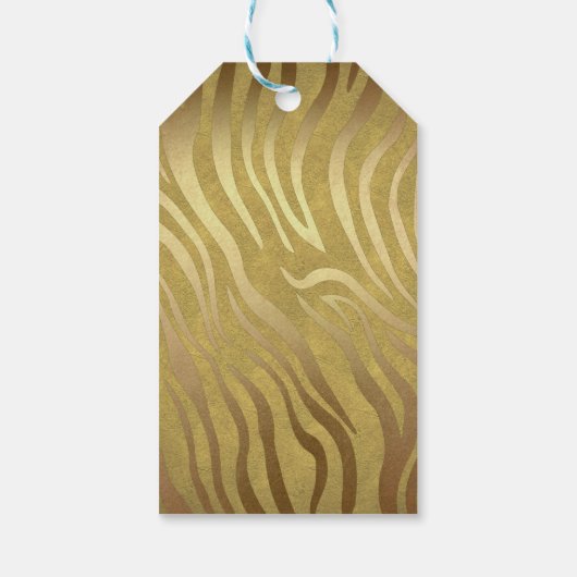 Golden Bronze Zebra Print Jungle Safari Glam Geschenkanhänger (Rückseite)