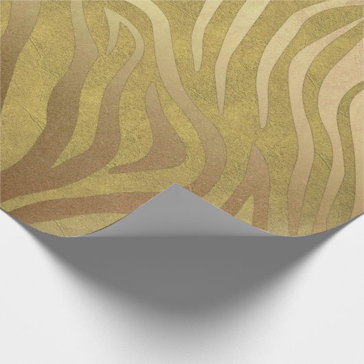 Golden Bronze Zebra Print Jungle Safari Glam Geschenkpapier (Ecke)