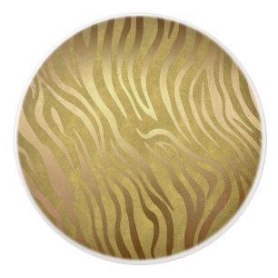 Golden Bronze Zebra Print Jungle Safari Glam Keramikknauf