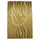 Golden Bronze Zebra Print Jungle Safari Glam Mittlere Geschenktüte (Vorderseite)