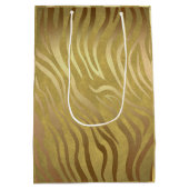 Golden Bronze Zebra Print Jungle Safari Glam Mittlere Geschenktüte (Rückseite)