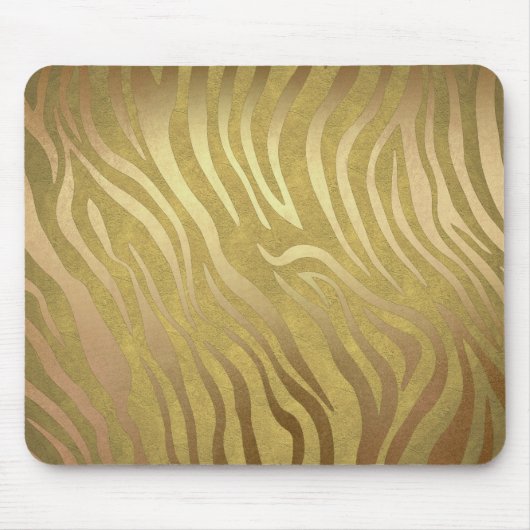 Golden Bronze Zebra Print Jungle Safari Glam Mousepad (Vorne)