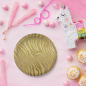 Golden Bronze Zebra Print Jungle Safari Glam Pappteller (Party)