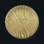 Golden Bronze Zebra Print Jungle Safari Glam Pappteller<br><div class="desc">Anpassen mit jedem Text für jedes Ereignis.</div>