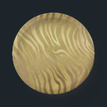 Golden Bronze Zebra Print Jungle Safari Glam Pappteller<br><div class="desc">Anpassen mit jedem Text für jedes Ereignis.</div>