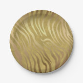 Golden Bronze Zebra Print Jungle Safari Glam Pappteller (Vorderseite)