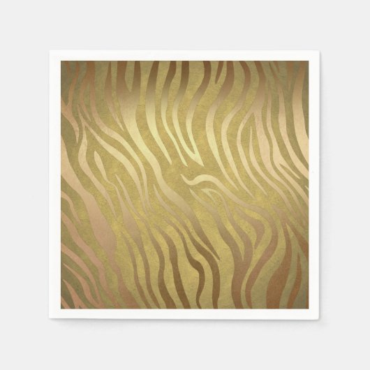 Golden Bronze Zebra Print Jungle Safari Glam Serviette (Vorderseite)