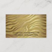 Golden Bronze Zebra Print Jungle Safari Glam Visitenkarte (Rückseite)