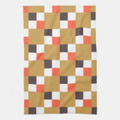 Golden Brown and Coral Schachbrett Muster Geschirrtuch (Vertikal)