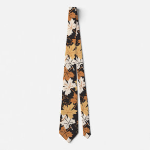 Golden Brown Autumn Pattern Black Ver Krawatte