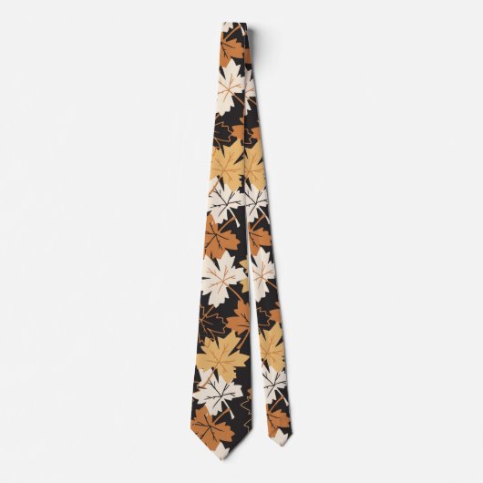 Golden Brown Autumn Pattern Black Ver Krawatte (Vorderseite)