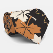 Golden Brown Autumn Pattern Black Ver Krawatte (Gerollt)