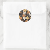 Golden Brown Autumn Pattern Black Ver Runder Aufkleber (Tasche)