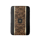 Golden Brown & Black Leopard Pattern - Monogramm Badematte (Vorderseite Vertikal)