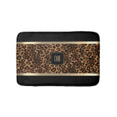 Golden Brown & Black Leopard Pattern - Monogramm Badematte (Vorderseite)