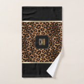 Golden Brown & Black Leopard Pattern - Monogramm Badhandtuch Set (Handtuch)