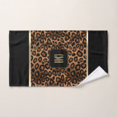 Golden Brown & Black Leopard Pattern - Monogramm Badhandtuch Set (Handtuch)