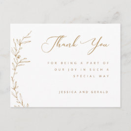 Golden Brown Botanical Branch Vielen Dank Postkarte