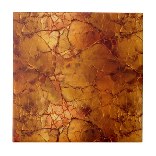 Golden Brown Cracked Textures Fliese (Vorderseite)