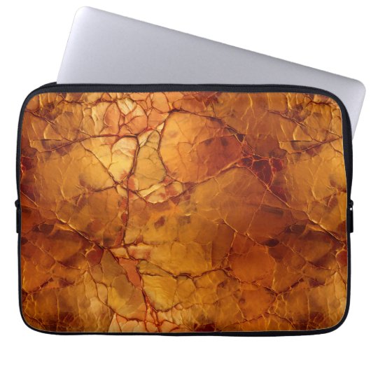Golden Brown Cracked Textures Laptopschutzhülle (Vorderseite)